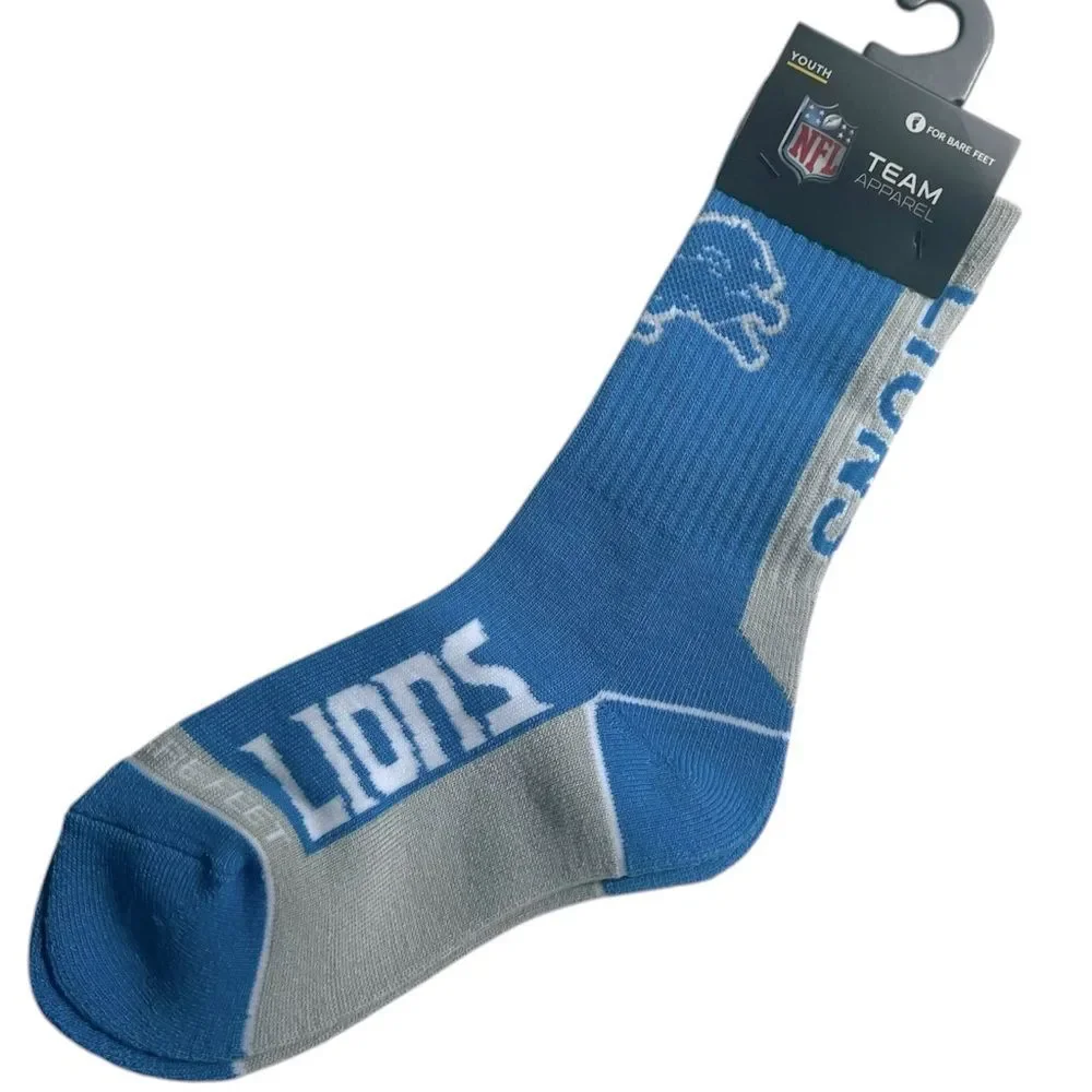 Detroit Lions NFL Crew Socks from For Bare Feet Brand Youth Sz (or small adult)